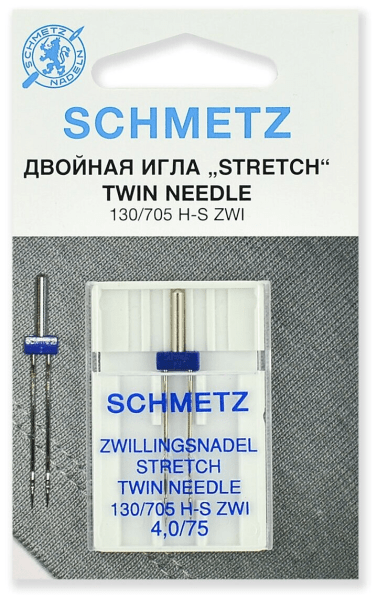 Иглы Schmetz стрейч двойные 130/705 H-S ZWI 4,0/75, 1 шт в Гусиноозерске